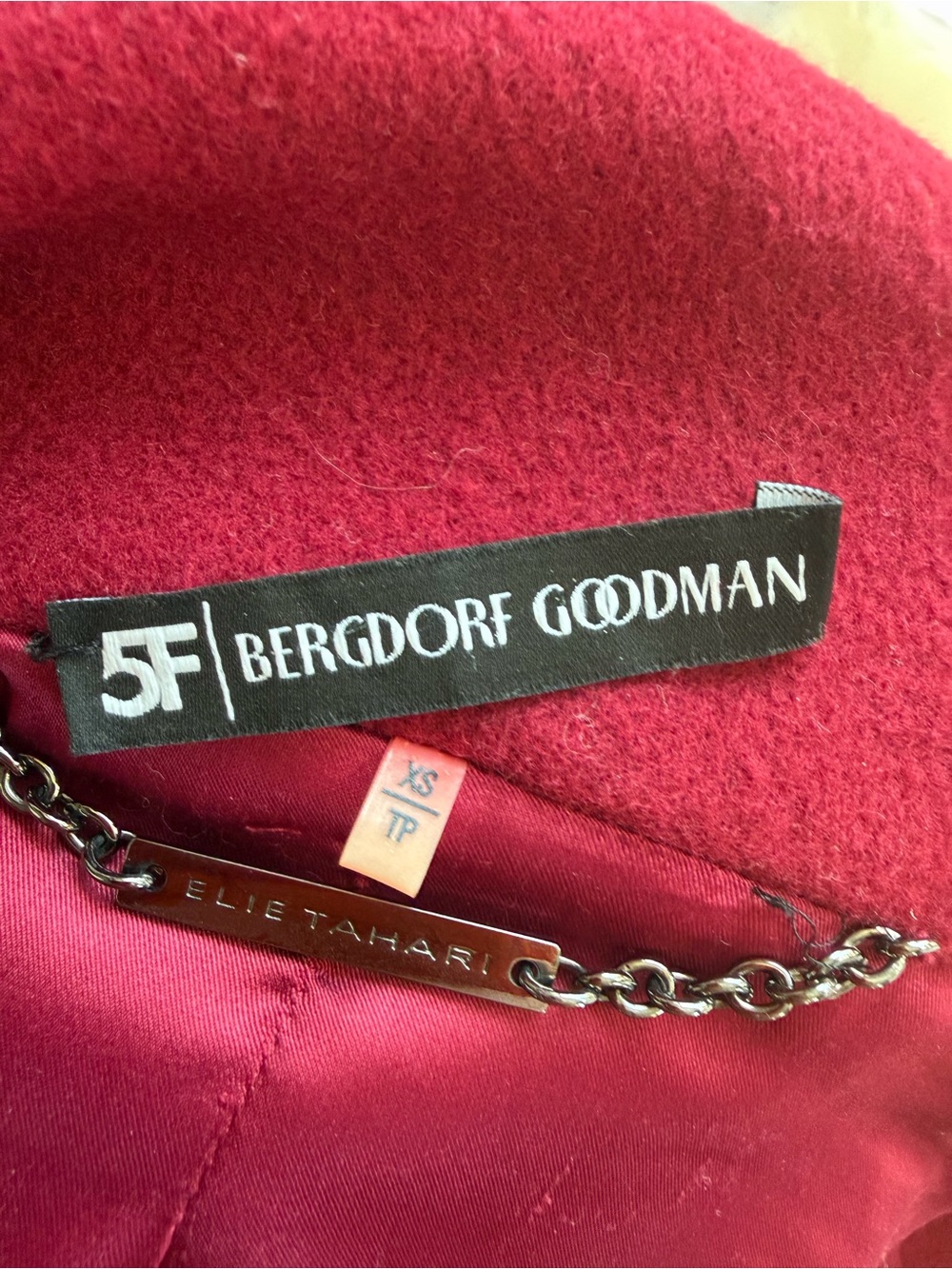 Bergdorf Goodman Women's Long Sleeve Sculpted Crimson Dress Coat - Picture 3 of 17
